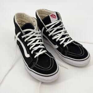 Vans Black and White High-Top Lace Up Sneakers Size 7 / Womens 8.5